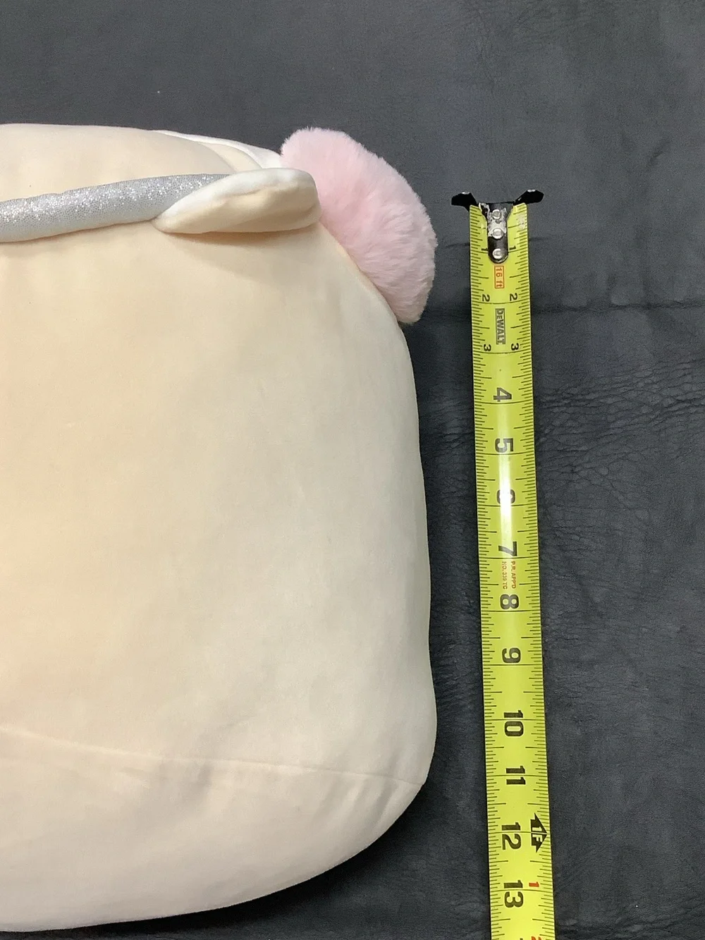 Squishmallows Cream Nadine Stackables with Pink Pom Pom